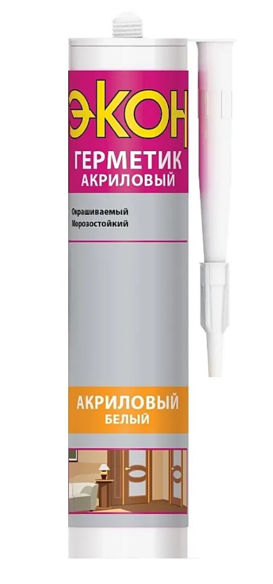 Герметик акриловый ЭКОН 420г универсальный морозостойкий белый 619348 1306049