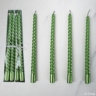 Свеча витая набор 4шт. 25см зеленый глянец LY-153/746806