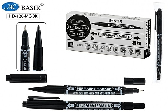 Маркер перманентный для CD DVD двусторонний, черный, острый, супертонкий HD120/ЧЕРН