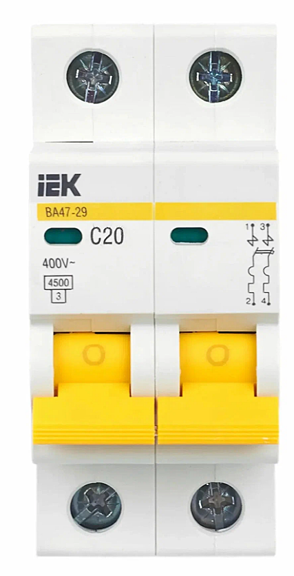 Автомат ИЭК BA 47-29 2п С 20А 4,5кА MVA20-1-020-C
