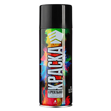 Краска-аэрозоль ЕРМАК  400мг черная глянцевая 759-208