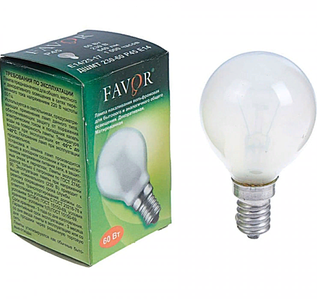 Лампа FAVOR  60W Е14 CL шарик 8109023