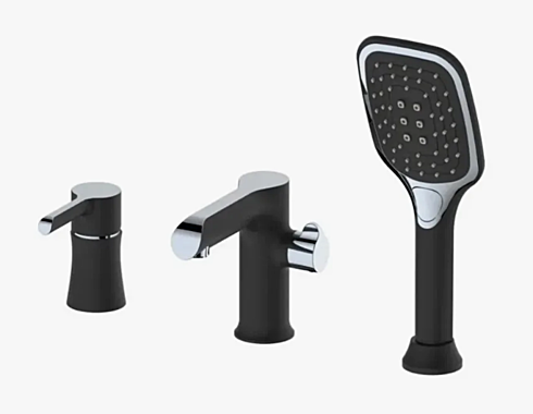 Смеситель для ванны HAIBA HB80805-7 на 3 отвестия черный/хром