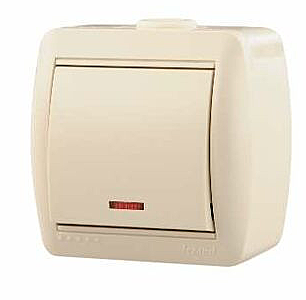 Выключатель Lezard ОП 1-кл. Ната 10А IP20 с подсв.крем. 710-0300-111