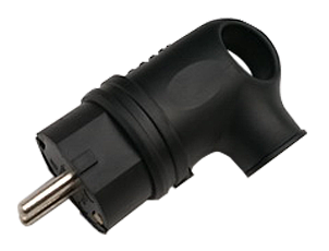 Вилка электрическая IN HOME 9220 угловая земля черная 16А каучук 0229