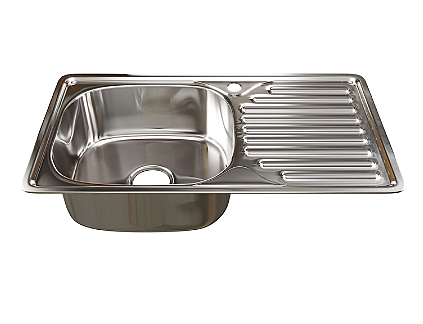 Мойка нержав.врезная 76х42см 0,8мм ЛЕВЫЙ вып 3 1/2