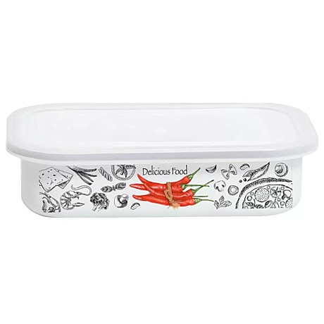 Лоток эмалированный 1,5л APPETITE Chilli 2508/4 пластиковая крышка