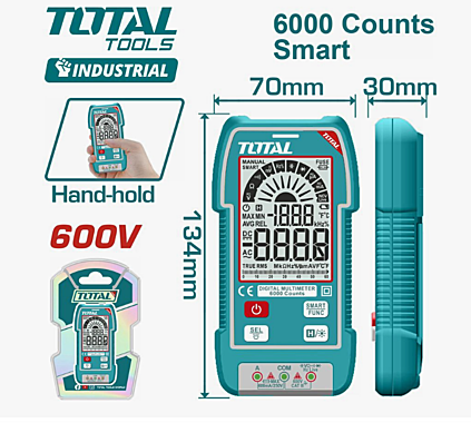 Тестер (мультиметр) цифровой TOTAL INDUSTRIAL ТМТ516004