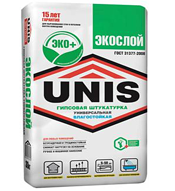 Штукатурка UNIS-ЭКОСЛОЙ гипсовая 30 кг (42шт)