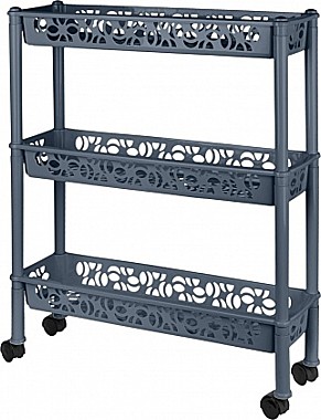 Этажерка 3-секц.пластиковая Prima длинная на колесах космический серый Keeplex Light KL283012026