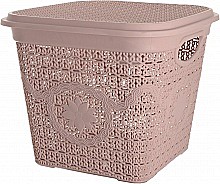 Корзина для хранения с крышкой 320х340х270, 9л пудрово-розовая с крышкой 105521