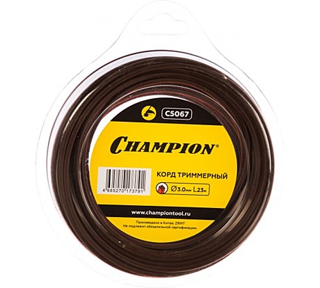 Леска для триммера CHAMPION Nylplus Square квадрат 3,0мм 23м C5067