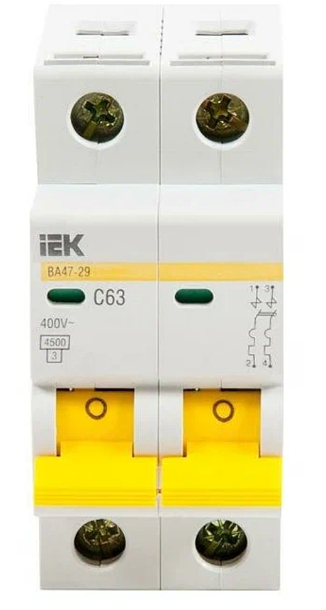 Автомат ИЭК BA 47-29 2п С 63А 4,5кА MVA20-2-063-C
