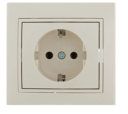 Розетка Lezard МИРА с/з керамика кремовая с крем.вставкой 701-0303-122