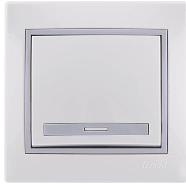 Выключатель Lezard МИРА СП 1-кл белый с серой вставкой 701-0215-100