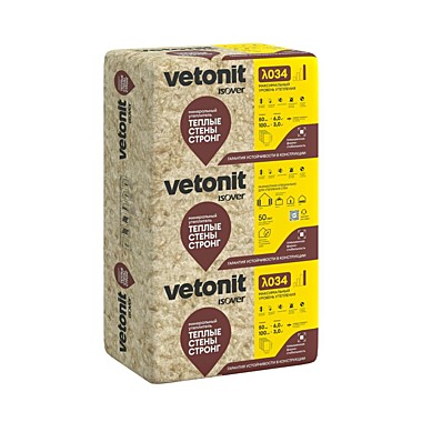 Утеплитель Vetonit  ISOVER Теп.Стены Стронг 50мм минвата 610х1000мм 6м2 0,305м3 плиты