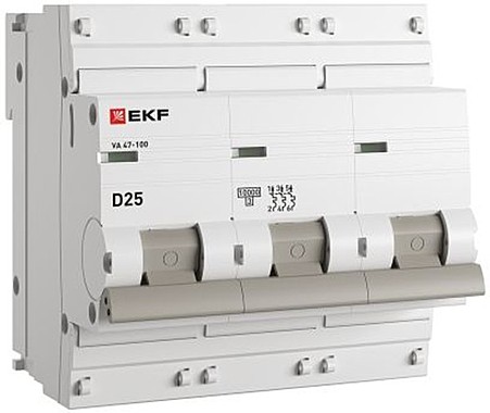 Автомат EKF ВА 47-100 3Р трехфазный 25А