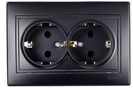 Розетка Lezard МИРА СП 2-м с/з черный бархат керамика 701-4242-127