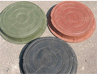 Люк полимерный 15кН круглый зеленый (758х60мм) канализационный 519588