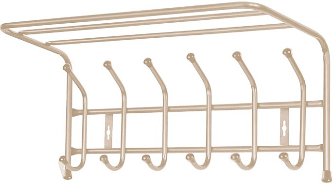 Вешалка настенная с полкой 600х238х268мм 6 крючков ВП6/БЖ бежевый металлик 124355