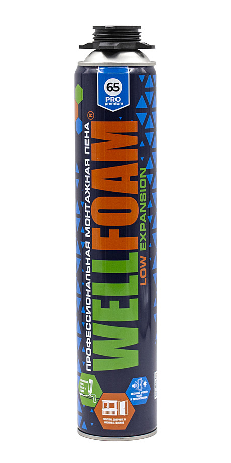 Пена монтажная WELLFOAM PRO 65 профессиональная LOW Expansion 1000мл 69-9-309
