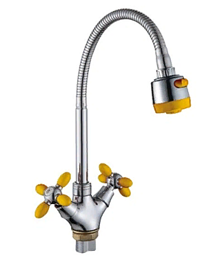 Смеситель для кухни А5383-7Т гибкий излив желтый