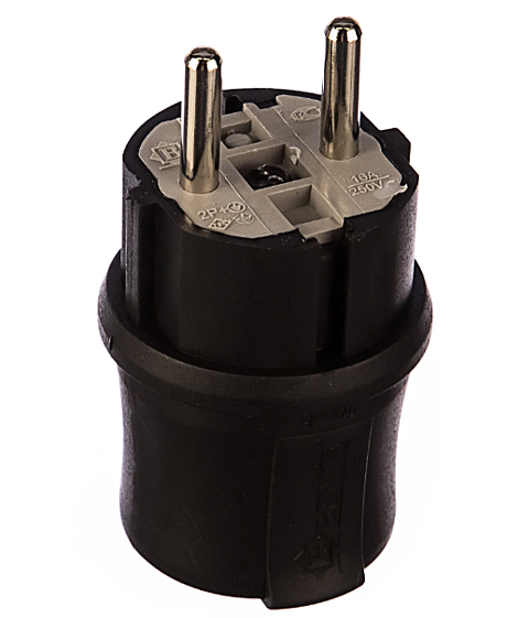 Вилка электрическая BEMIS BEM 11-102 каучуковая 220В 16А без з/к IP44 черная 