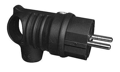 Вилка электрическая BEMIS BК1-1402-2021 с крючком каучуковая 220В 16А с з/к IP44 черная 