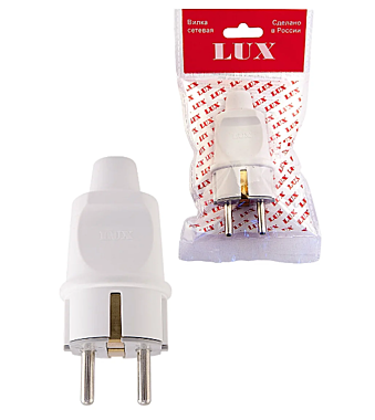 Вилка электрическая LUX BP31 разборная белая 16А с/з 250В