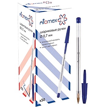 Ручка шариковая Attomex, синяя, 0,7мм, прозрачный корпус 5073306